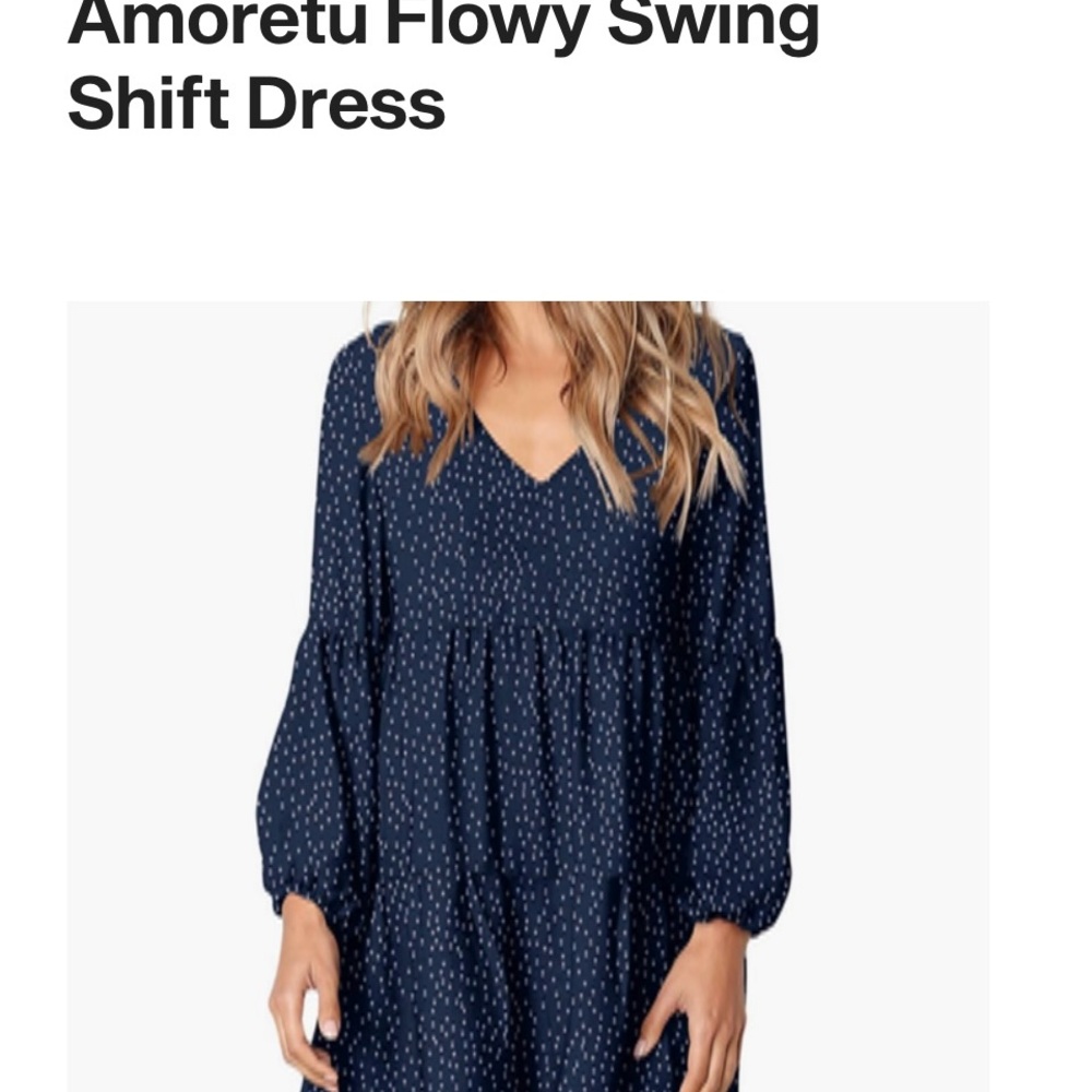 Women's Navy Blue Flowy Swing Shift Dress
